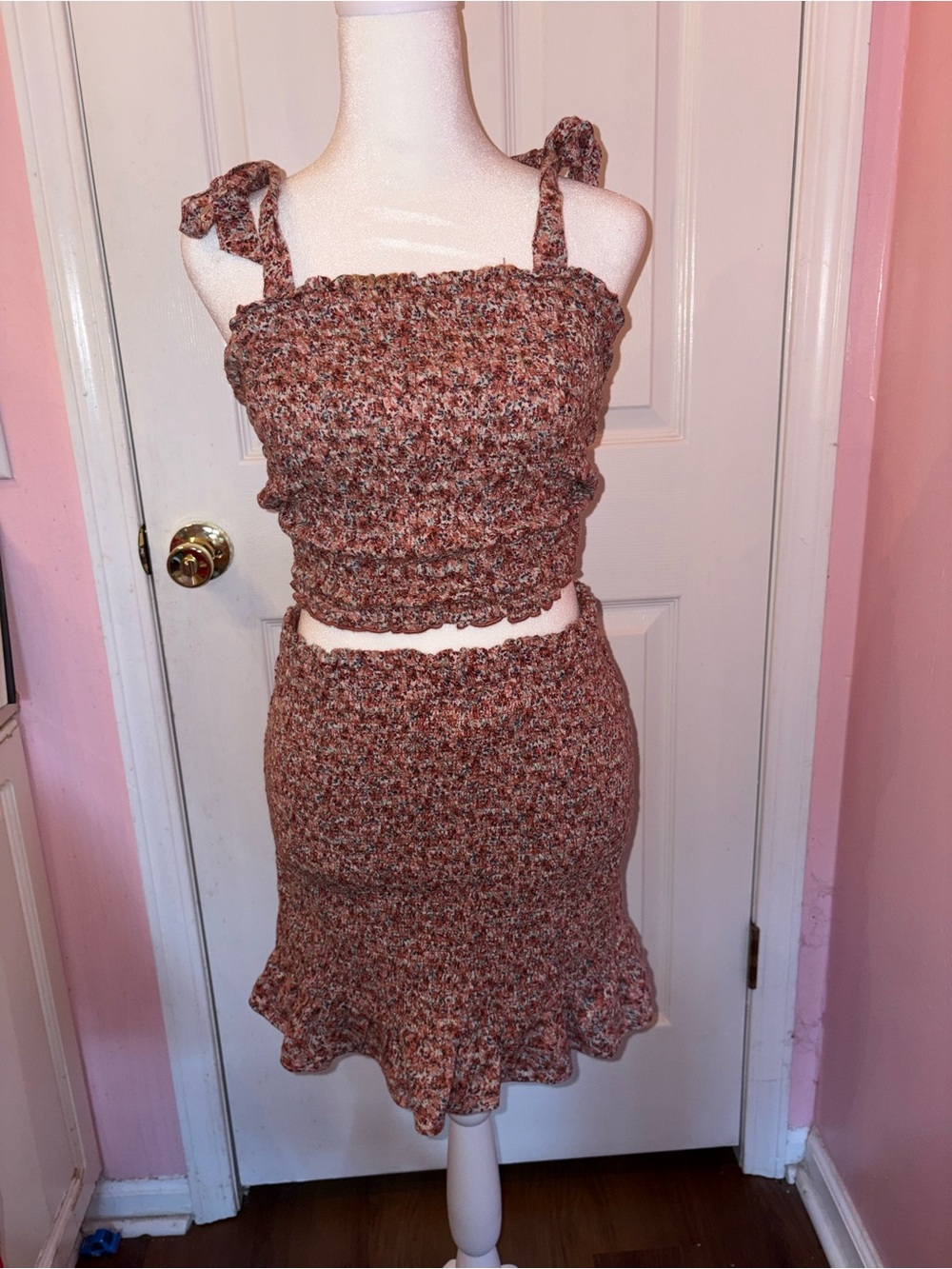 Floral Two-Piece Crop Top & Skirt Set